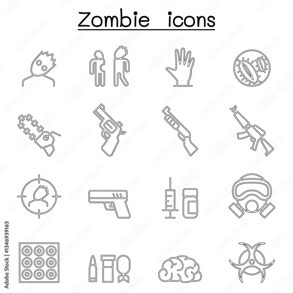Zombie icon set in thin line style Zombie icon set in thin line style