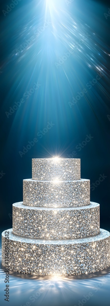 A podium built from pure diamonds, shimmering under intense light.