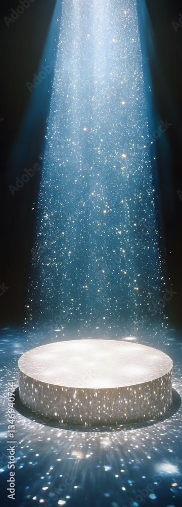 A podium built from pure diamonds, shimmering under intense light.