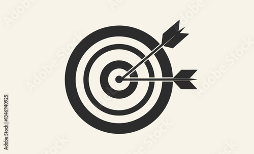 Target with arrow silhouette, bullseye vector icon illustration