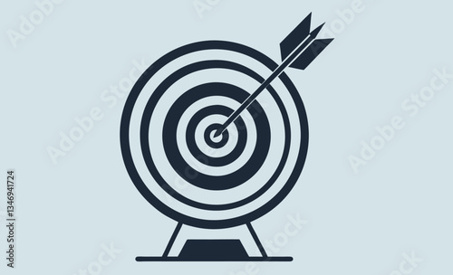 Target with arrow silhouette, bullseye vector icon illustration