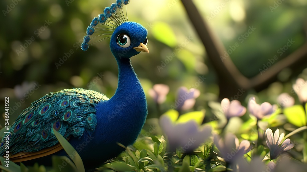 Fototapeta premium PNG Peacock cartoon peacock animal bird