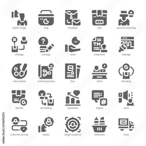Brand Identity Icon pack for your website, mobile, presentation, and logo design. Brand Identity Icon solid design. Vector graphics illustration and editable stroke.