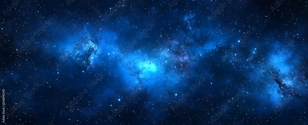 Vibrant Blue Space Nebula with Countless Stars, Cosmic Cloudscape, Astronomy Background Vibrant Blue Space Nebula with Countless Stars, Cosmic Cloudscape, Astronomy Background