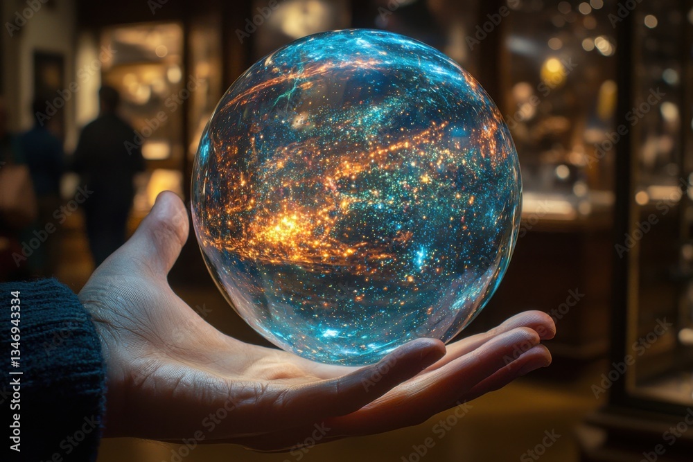 Fototapeta premium Universe in Hand Cosmic Orb Illustration