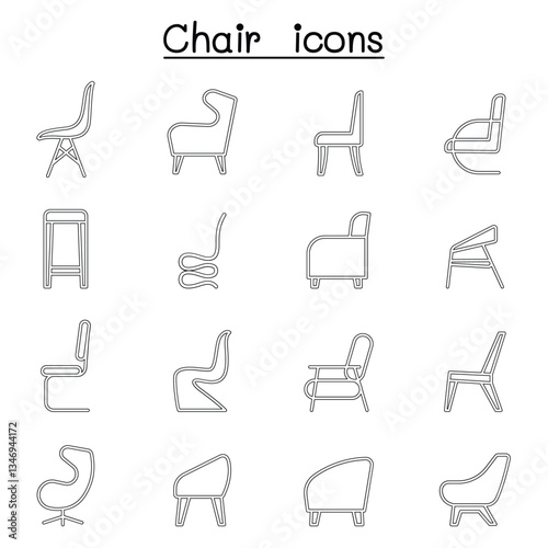 Chair icons set in side view