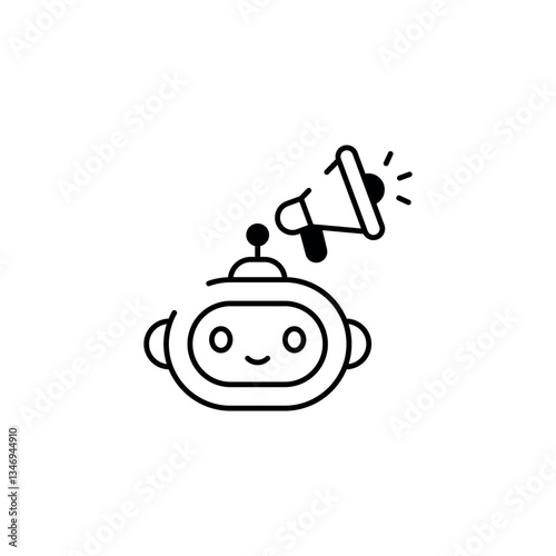 Robot Advertising icon design with white background stock illustration