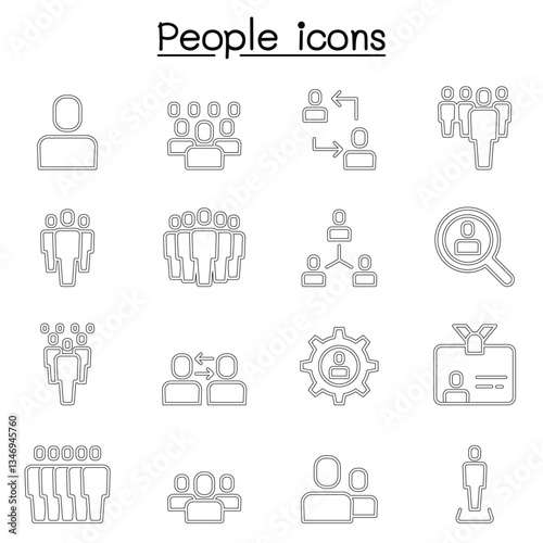People icons in thin line style