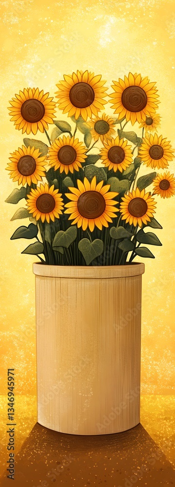 A podium standing in a field of sunflowers, glowing in golden sunlight.