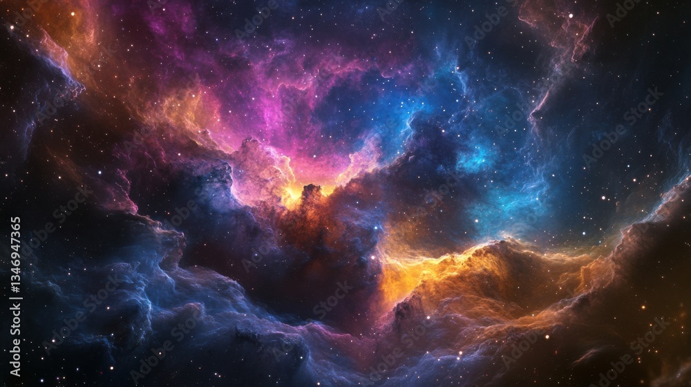 Fototapeta premium Nebula clouds swirl in a cosmic ballet of color and motion