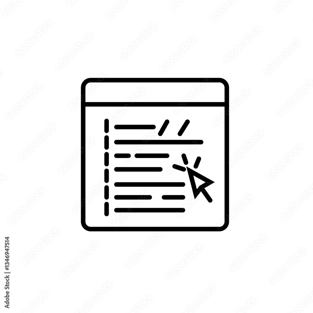 Cursor on Document Line Drawing Cursor on Document Line Drawing