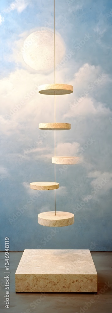 A podium suspended between dimensions, half in reality, half in a dreamworld.