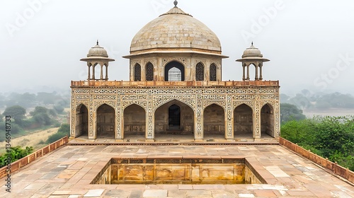 Scenic View of Historical Monument with Dome and Arched Windows