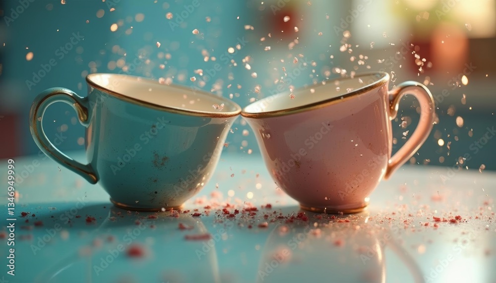 Fototapeta premium Sweet whispers of lightly clinking two cups