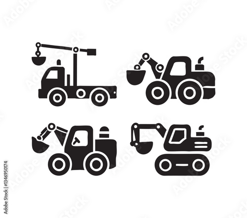 set of construction vehicle icons