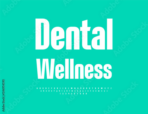 Vector health icon Dental Wellness. Elegant White Font. Trendy Minimalistic Alphabet Letters and Numbers