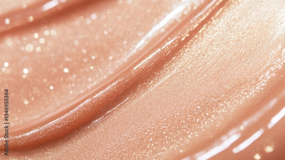 Fototapeta premium Close-up of shiny beige lip gloss.