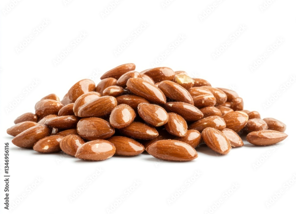 Fototapeta premium Pile of Almond Nuts on White Background for Healthy Eating Concepts