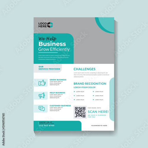 Website template design with business elements and modern layout