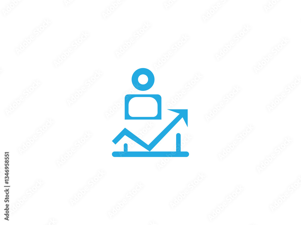 Person icon with upward trending graph, symbolizing growth, success, , finance, and career-related projects. Person icon with upward trending graph, symbolizing growth, success, , finance, and career-related projects.
