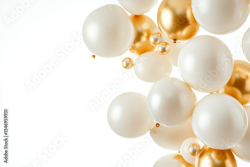 Wallpaper Mural white gold balloons isolated on white background Torontodigital.ca