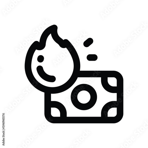 money burn line icon. Clean and minimalist vector icon for websites, mobile apps, presentations, and logos. Fully scalable and customizable for any project.