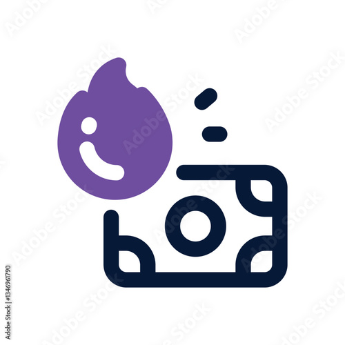 money burn dual tone icon. Sleek and modern vector icon for websites, mobile apps, marketing materials, and corporate design. Fully scalable and ready to use.