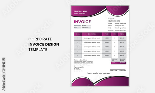
Creative Invoice Design For Business & Company, Clean Invoice Template Vector Design.