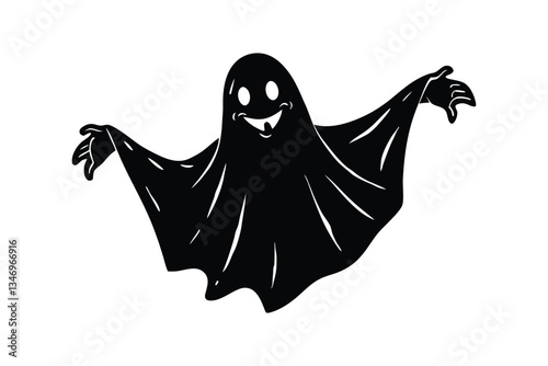 Silhouette art illustration of a mischievous ghost.eps