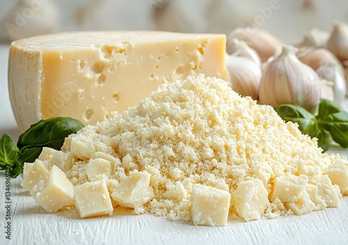 Grated and Cubed Cheese with Garlic and Basil