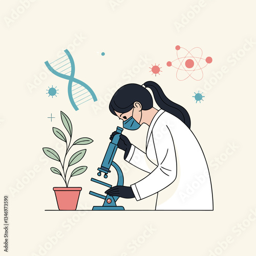 a female medical scientist works in the laboratory for the purpose of research