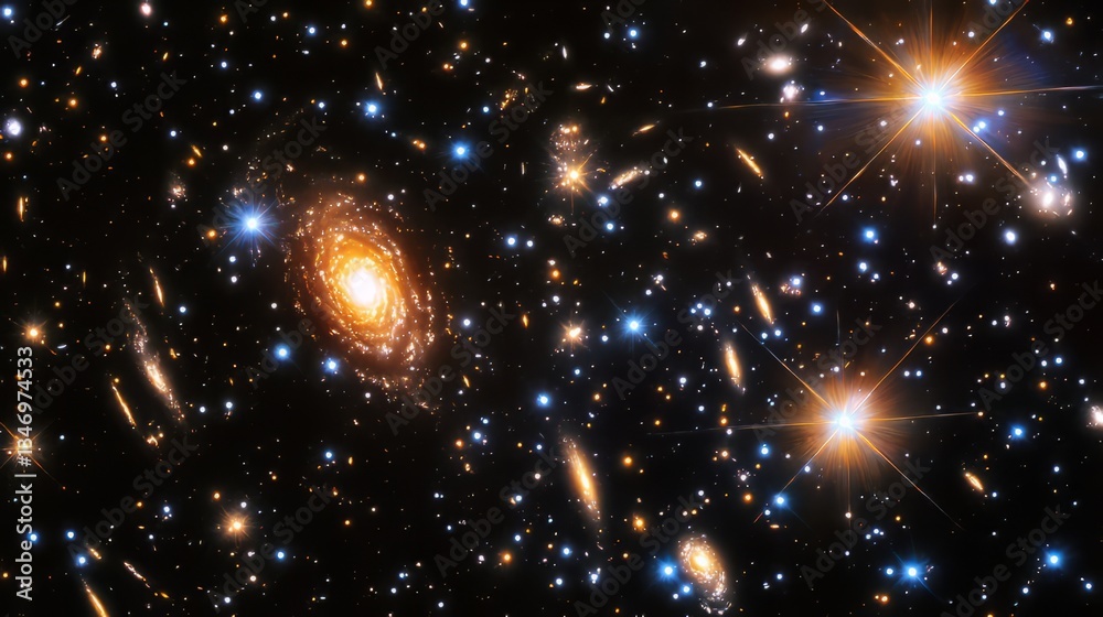 Fototapeta premium A black hole pulling in light from a nearby star, creating a stunning visual of gravitational lensing 