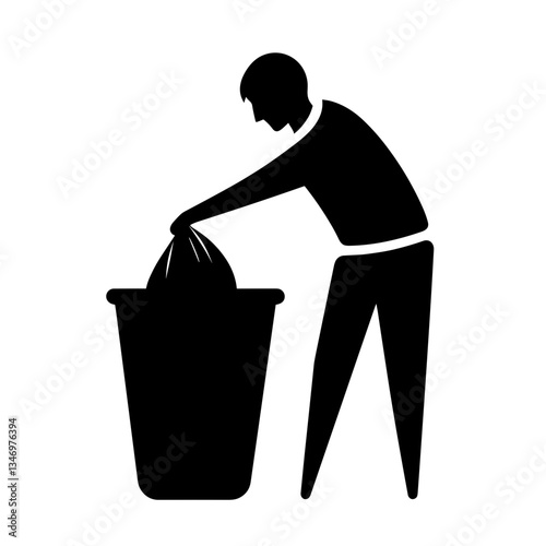 Man throwing garbage silhouette as waste management icon