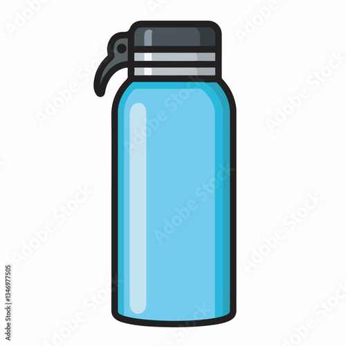 Vector illustration of a reusable blue water bottle with a secure lid for eco-friendly hydration.