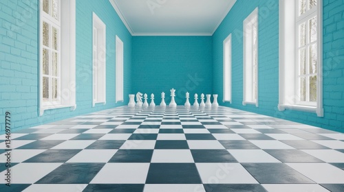 A chessboard where shadows behave unpredictably, stretching and distorting across the pieces, creating a captivating and mysterious visual interpretation of the game. , Minimalism Clean and clear