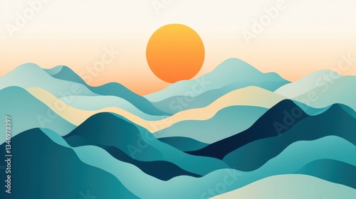 Mountain Sunrise Landscape with Scenic Nature Background. (1)