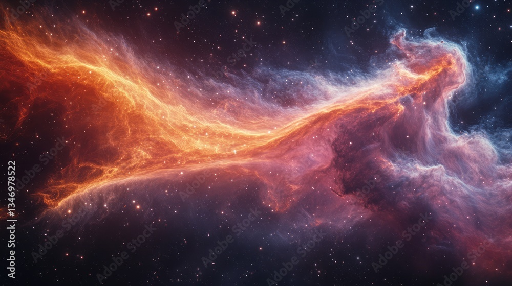A nebula in space near a black hole, with gases swirling into the event horizon A nebula in space near a black hole, with gases swirling into the event horizon
