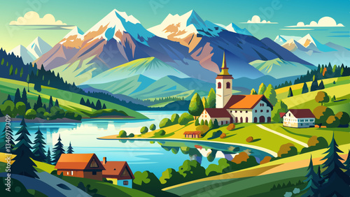 Idyllischer Ausblick auf den Forggensee und den ostallgäuer Alpenrand im Sommer