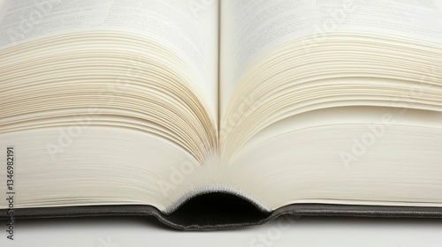 A beautifully shot close-up of an open book with detailed, well-worn pages, giving the feeling of an ancient tome full of wisdom and knowledge. , Minimalism Clean and clear background color, high