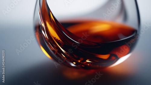 Abstract glass filled with a golden liquid captures modern indulgence