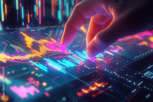 Hand in Glove with Medical Icons and Statistics Representing Healthcare Technology and AI Innovation photo
