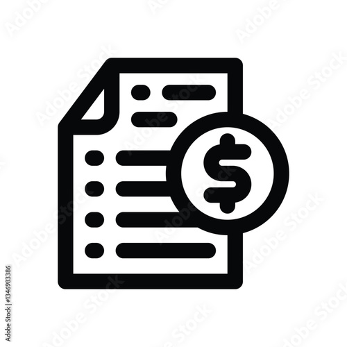 bill line icon. Clean and minimalist vector icon for websites, mobile apps, presentations, and logos. Fully scalable and customizable for any project.