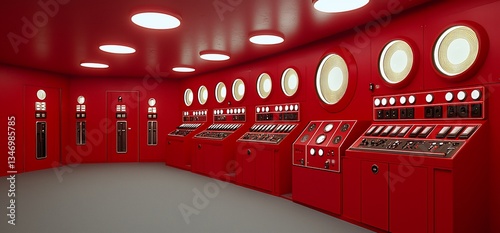 Red Control Room Interior