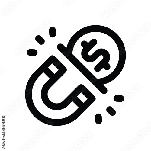money magnet line icon. Clean and minimalist vector icon for websites, mobile apps, presentations, and logos. Fully scalable and customizable for any project.