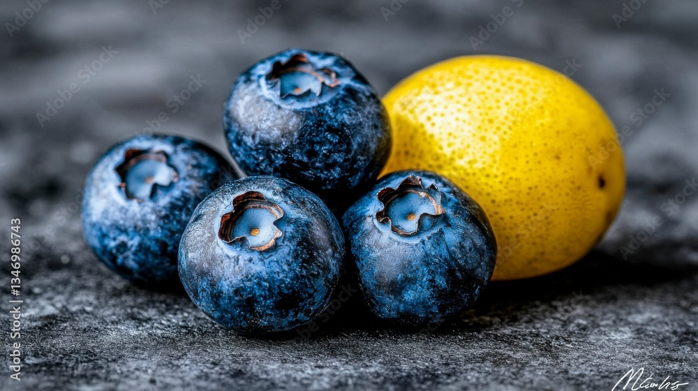 A crisp close-up of fresh blueberries, with each berry glistening in the light, showcasing their natural texture and vibrant blue color in a visually appetizing way. , Minimalism Clean and clear A crisp close-up of fresh blueberries, with each berry glistening in the light, showcasing their natural texture and vibrant blue color in a visually appetizing way. , Minimalism Clean and clear