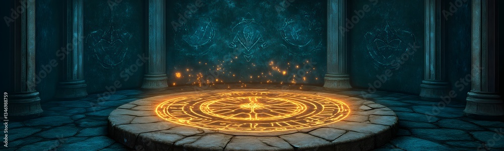 A podium made of ancient stone, covered in glowing arcane symbols.