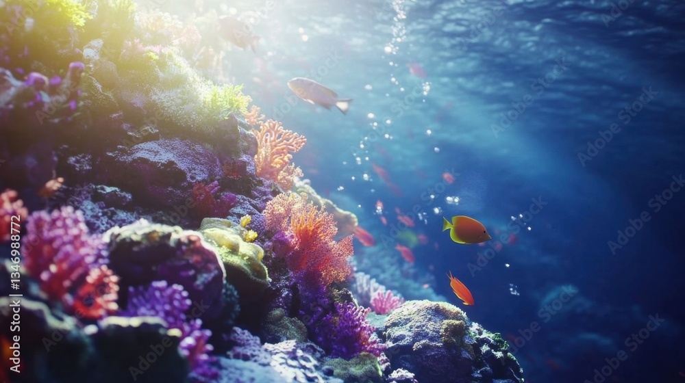 Naklejka premium Vibrant coral reef with fish.