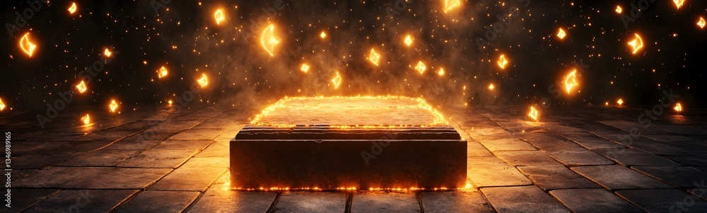 A podium made of ancient stone, covered in glowing arcane symbols.