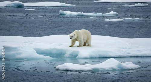 Polar Bear Melting Ice Floe Climate Change