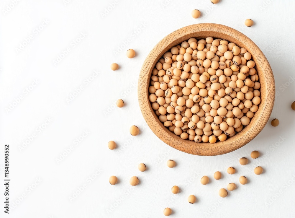 Serving Soybeans in a Wooden Bowl Creating a Healthy Lifestyle Background Serving Soybeans in a Wooden Bowl Creating a Healthy Lifestyle Background